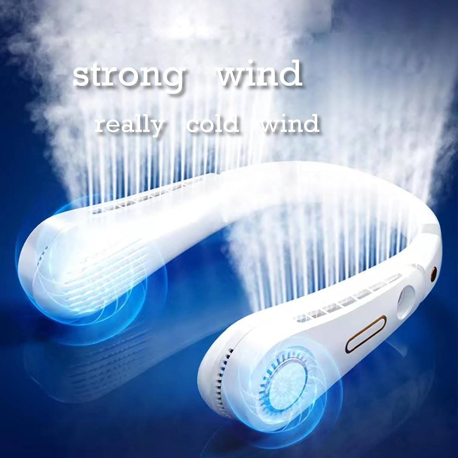 Portable Bladeless Neck Fan - 360° Cooling Hands-Free Rechargeable USB Fan 3 Speed Adjustable Hands-Free Cooling Gadget