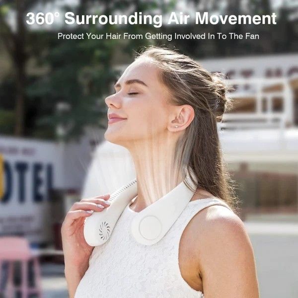 Portable Bladeless Neck Fan - 360° Cooling Hands-Free Rechargeable USB Fan 3 Speed Adjustable Hands-Free Cooling Gadget